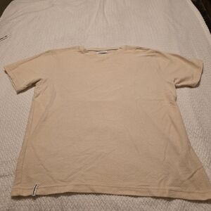 Men's Short Sleeve Crewneck Textured Shirt in Cream
